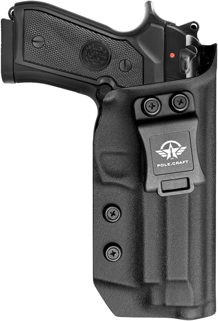 Beretta 92FS 92A1 96A1 Holster IWB / OWB Kydex Holster For Beretta 92 FS / 92 A1 / 96 A1 Pistol Accessories- Inside / Outside Waistband Concealed Carry - Adj. Width Height Retention Cant, Cover Mag-Button, Entrance Widened