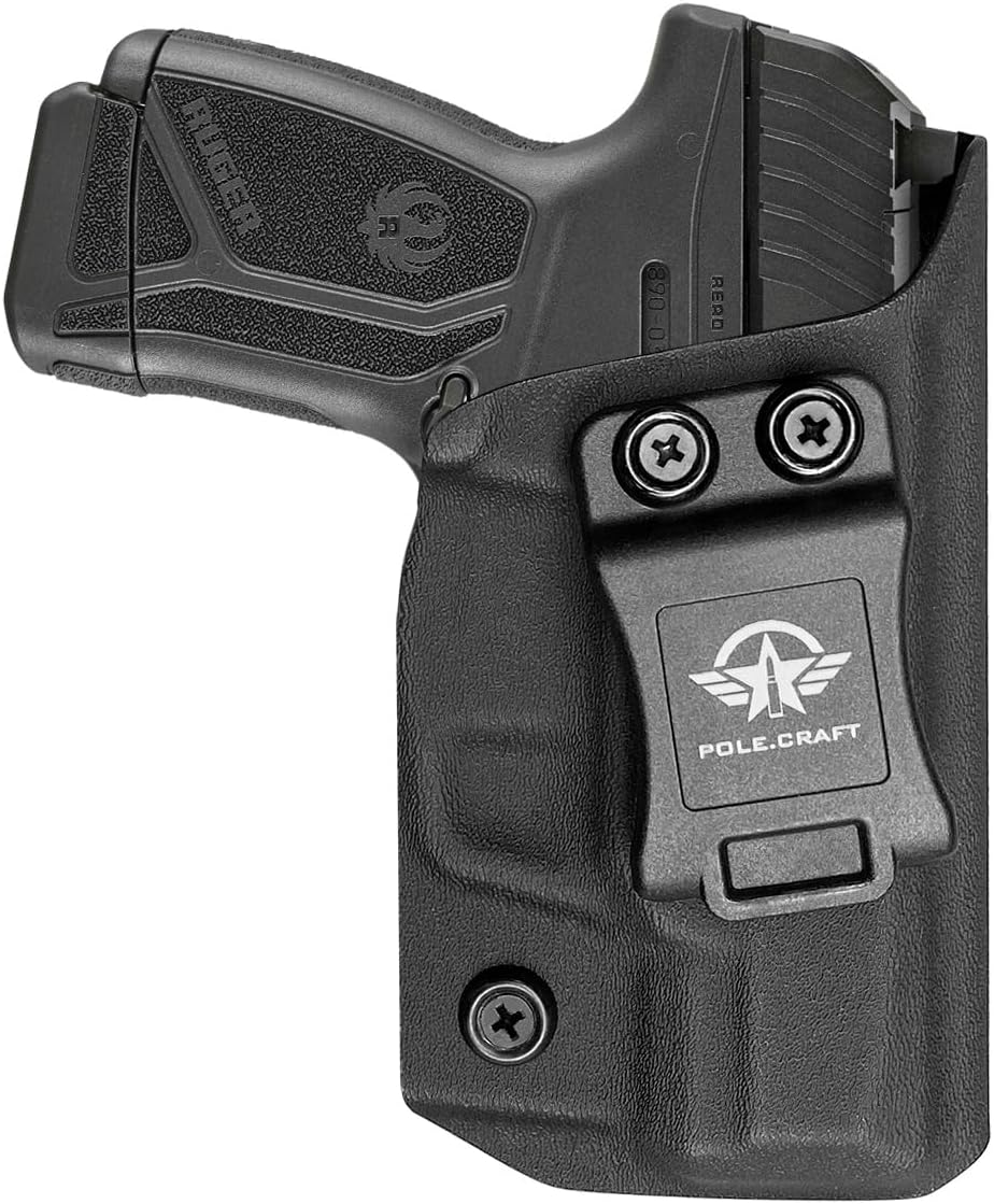 POLE.CRAFT Ruger Max-9 Holster IWB Kydex for Ruger Max-9 Barrel 3.20'' Gun Pocket Pouch - Inside Waistband Concealed Carry - Adj. Cant Retention - Cover Mag-Button - No Wear - No Jitter