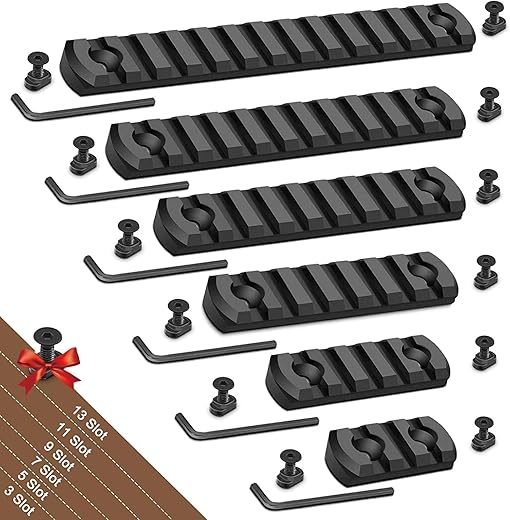 Single Picatinny Aluminum Accessory Rail Set for Mlock 3 5 7 9 11 13 Slots with 13 T-Nuts & Screws, 6 Allen Wrench-Rounded Corner